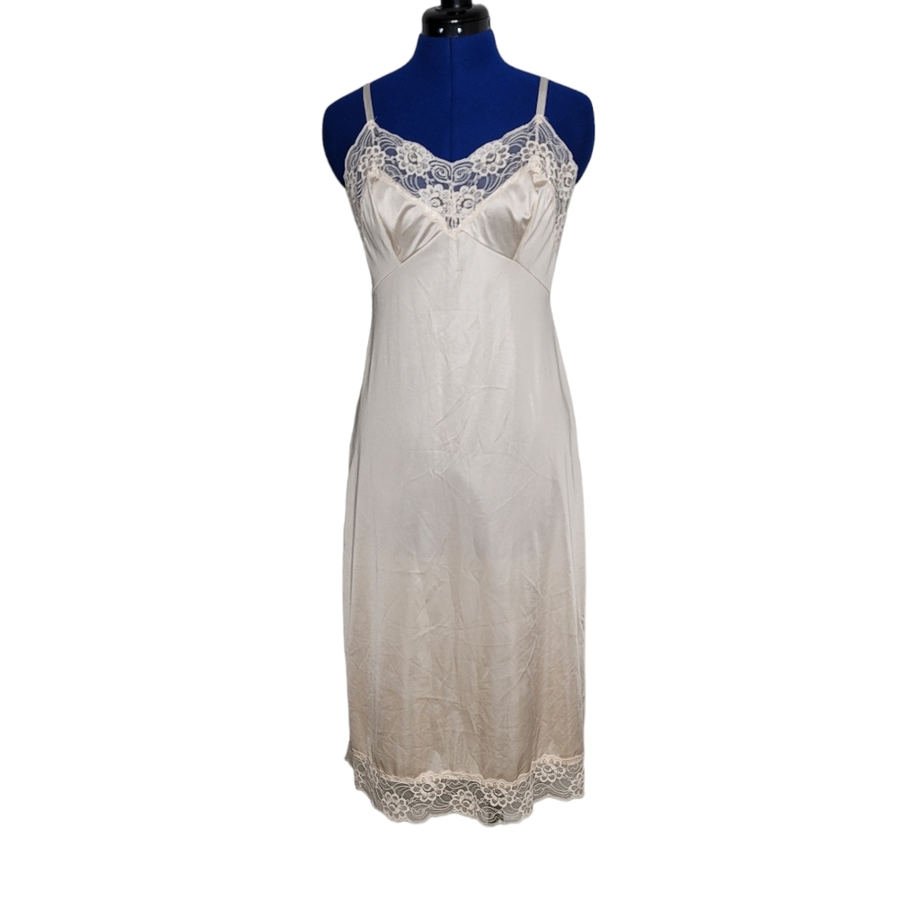 CABERNET vintage nude lace chemise slip dress